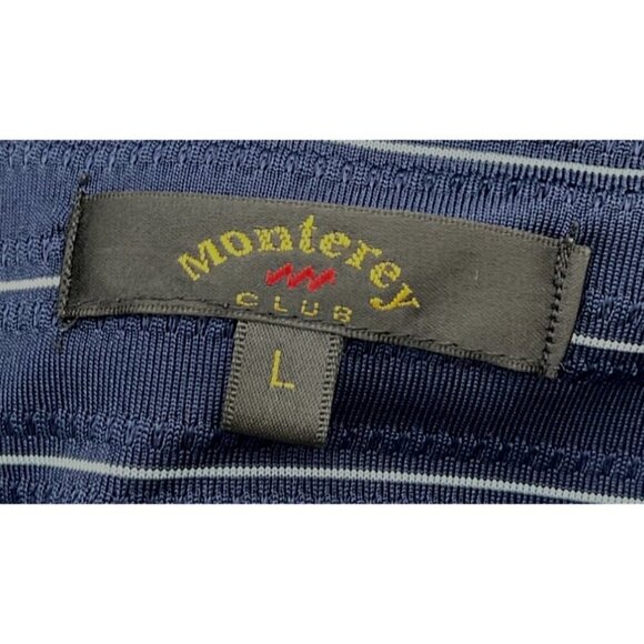 Monterey Club Striped Polo LG Woodloch Springs Logo Textured Jacquard Golf Wear - Picture 4 of 7